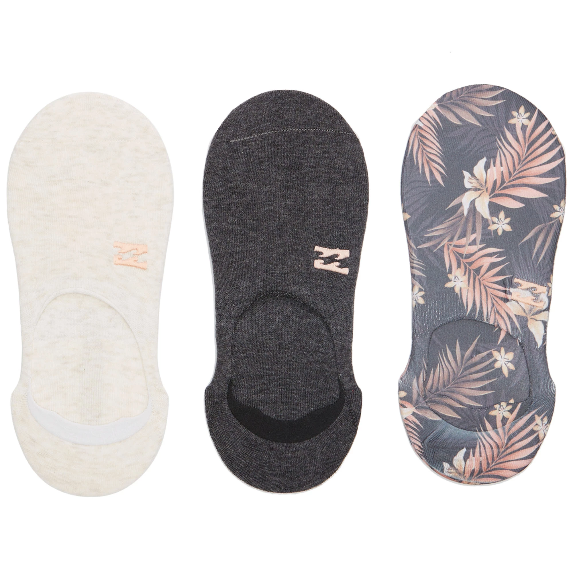 Billabong Womens 3-Pack Safari Nights No Show Socks 1 Billabong Womens 3-Pack Safari Nights No Show Socks