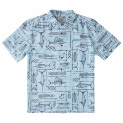 Quiksilver Mens Waterman Blue Water Fish Short Sleeve Shirt