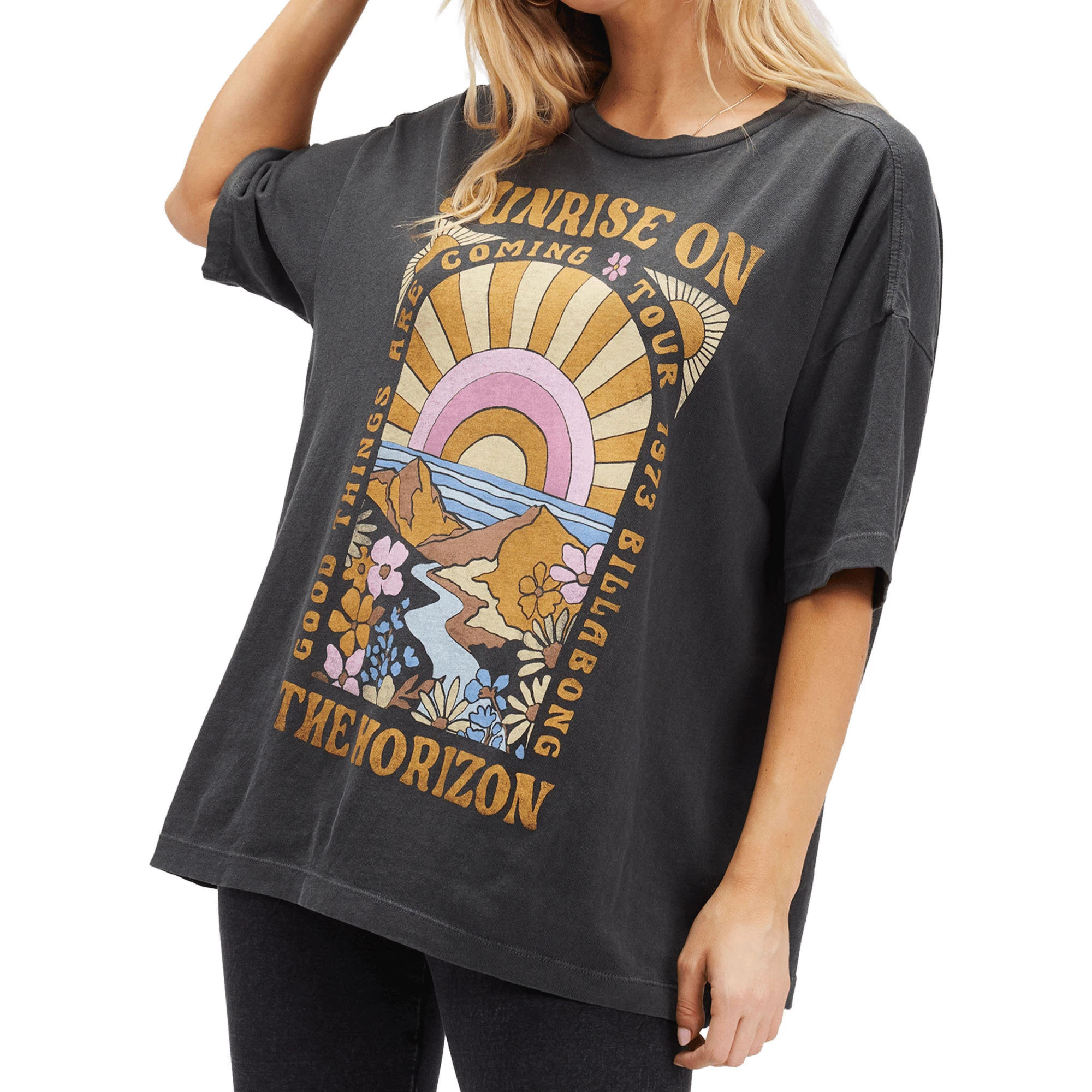 Billabong Womens On The Horizon Oversized Graphic T Shirt 1 Billabong Womens On The Horizon Oversized Graphic T Shirt