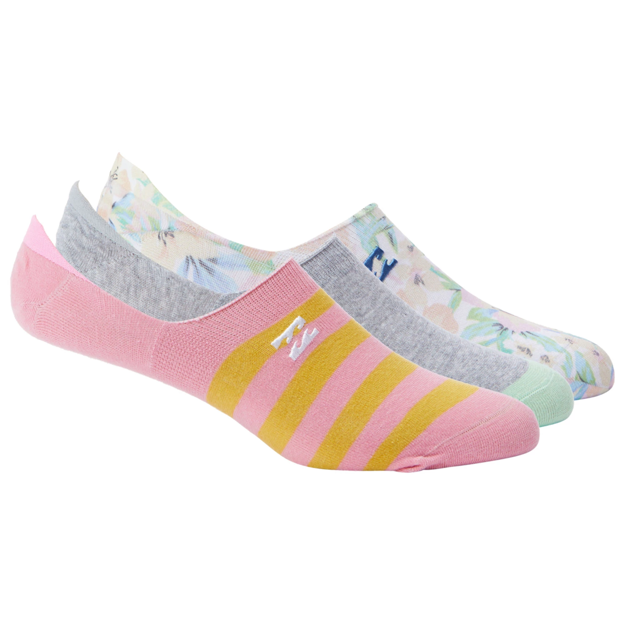 Billabong Womens Sweet Tropics 3 Pack No Show Socks 1 Billabong Womens Sweet Tropics 3 Pack No Show Socks